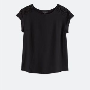 Fortune + Ivy: Elegant Black Blouse with Lace Detail